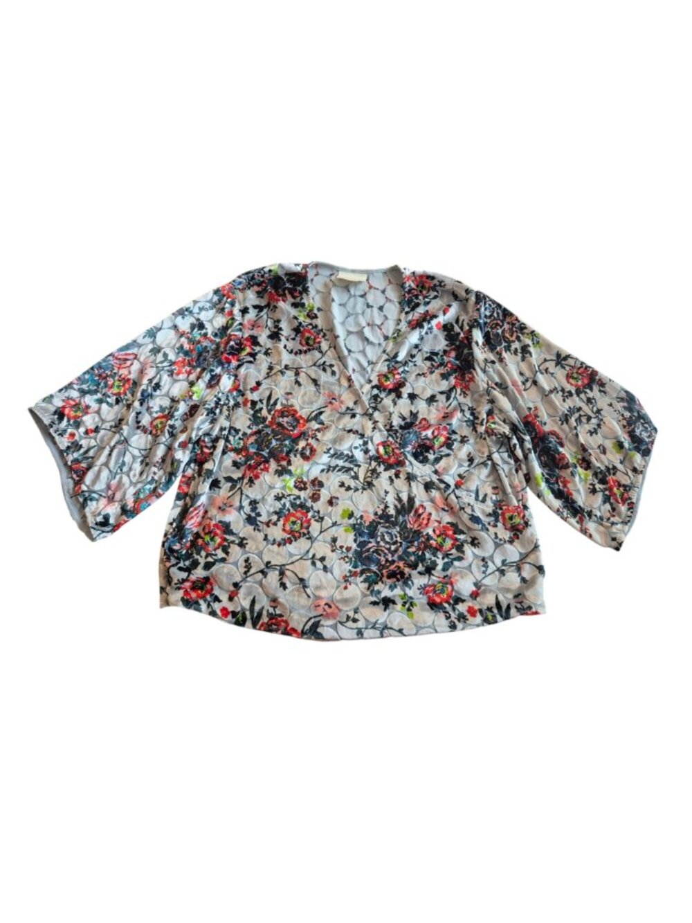 Maeve by Anthropologie Uni Velvet Silk Floral Wrap Top size Small - Picture 2 of 6
